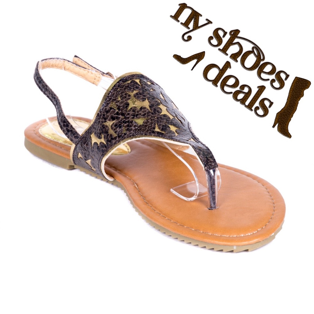 Women D-Brown Slingback Thong Flat Sandals S1942 - Picture 1 of 4