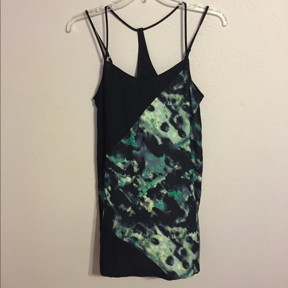 Black and multi colored print slip dress