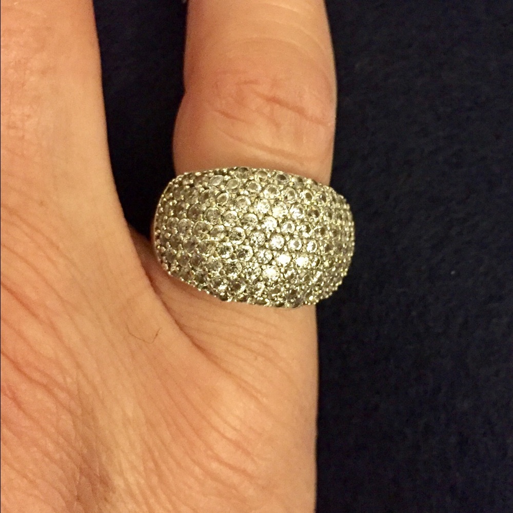 Sterling pave cz dome ring. Very sparkly! Size 5.