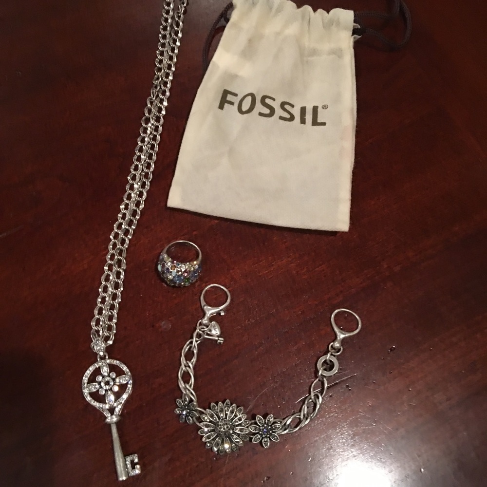 Fossil Necklace, Bracelet and Ring