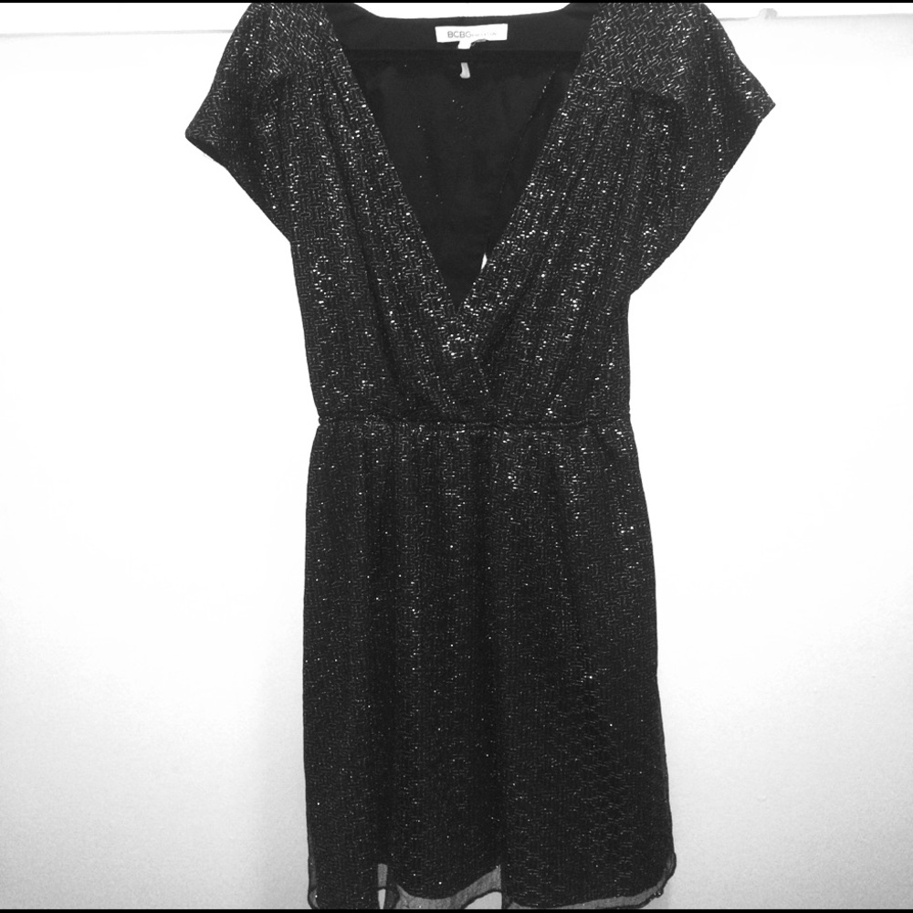 Black and metallic cocktail dress