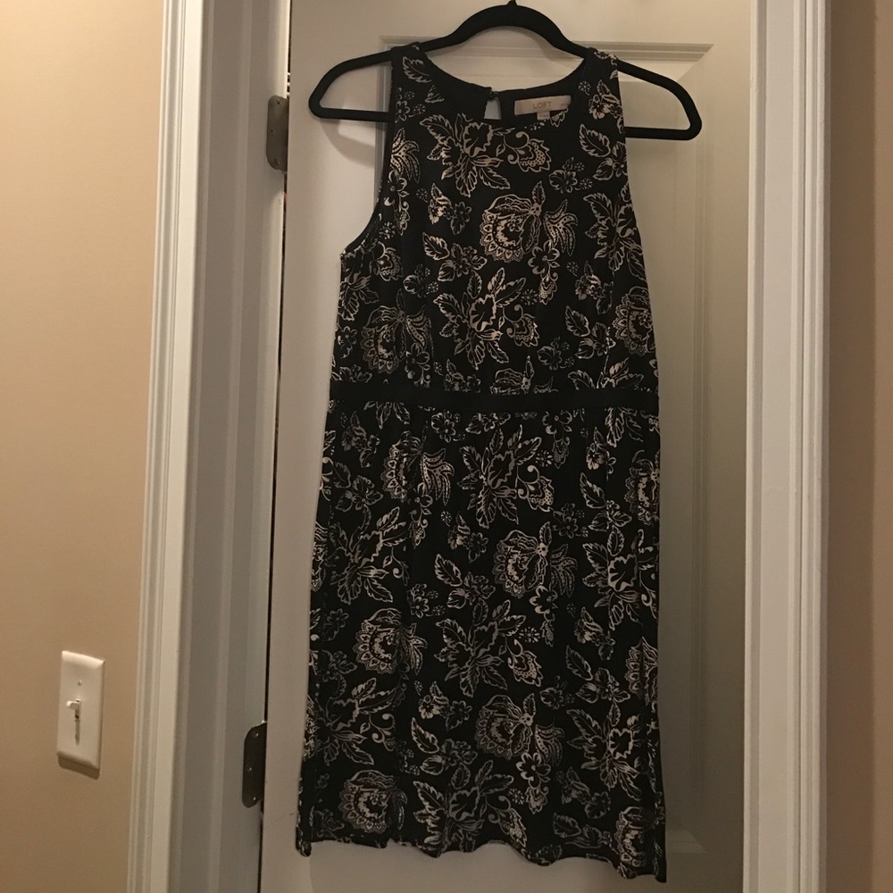 LOFT black and cream dress