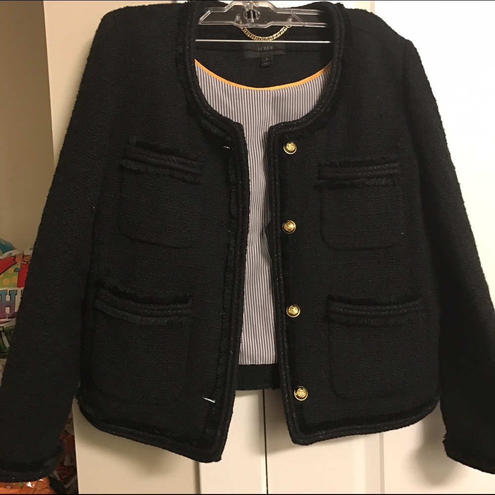 JCrew Black Tweed Jacket sz 6