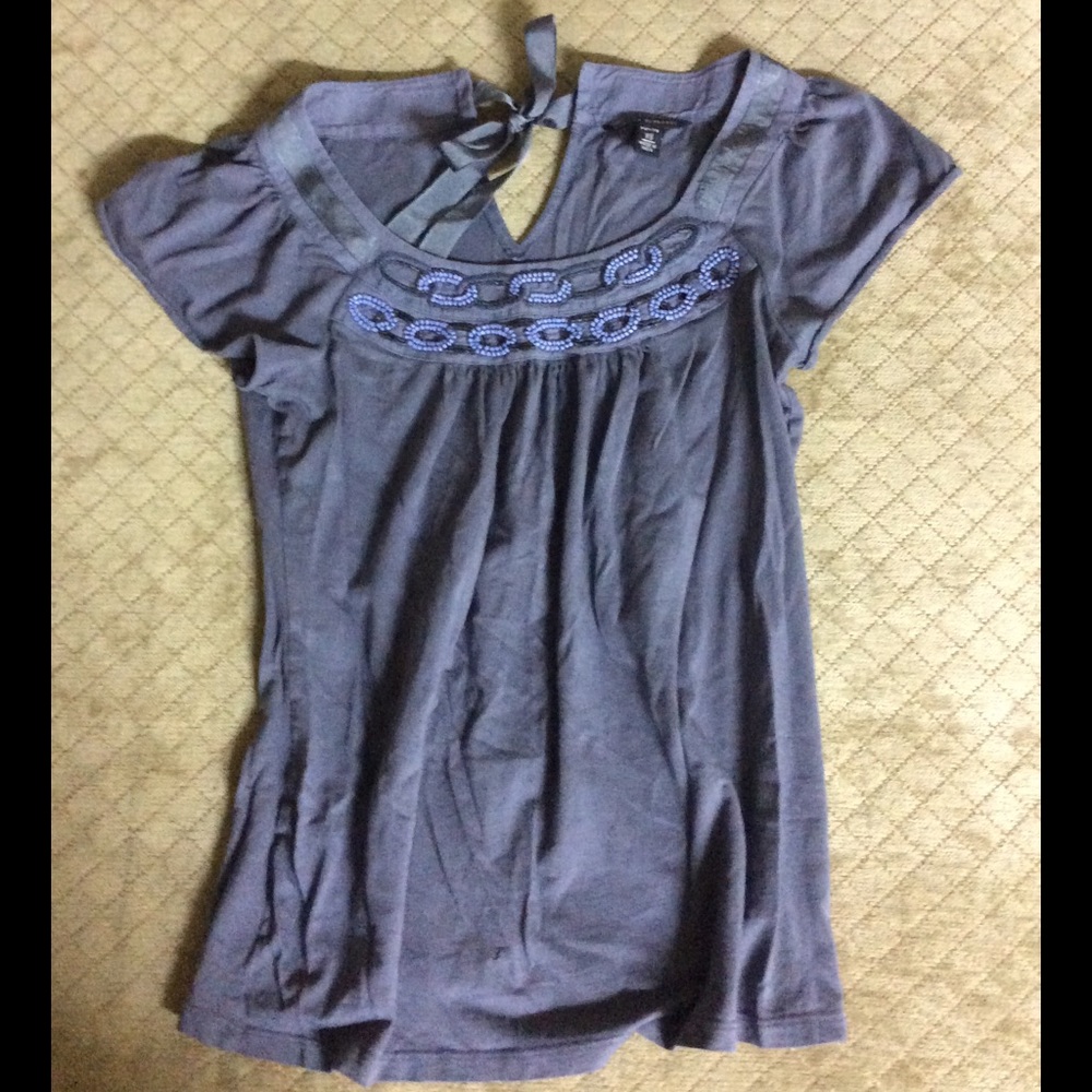 Embellished blouse with back tie