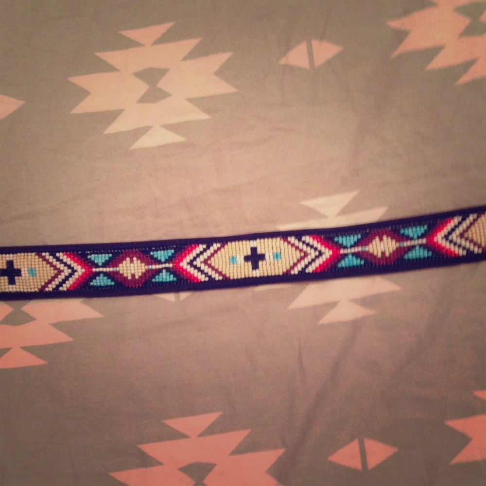 Beaded leather belt