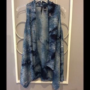 Open front long sheer vest