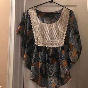 Boho flutter sleeve shirt