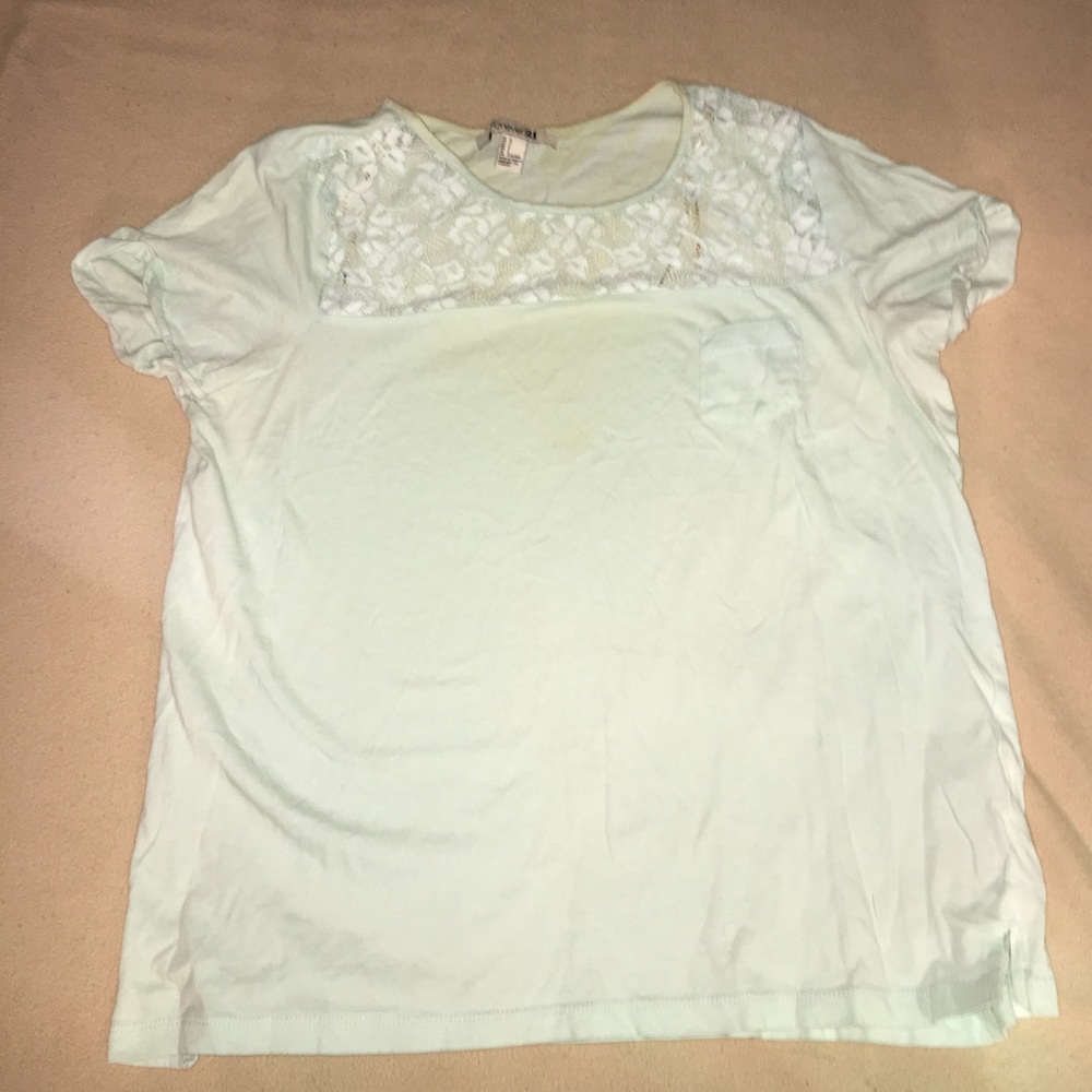 Forever 21 Mint T Shirt w/ Lace Detail