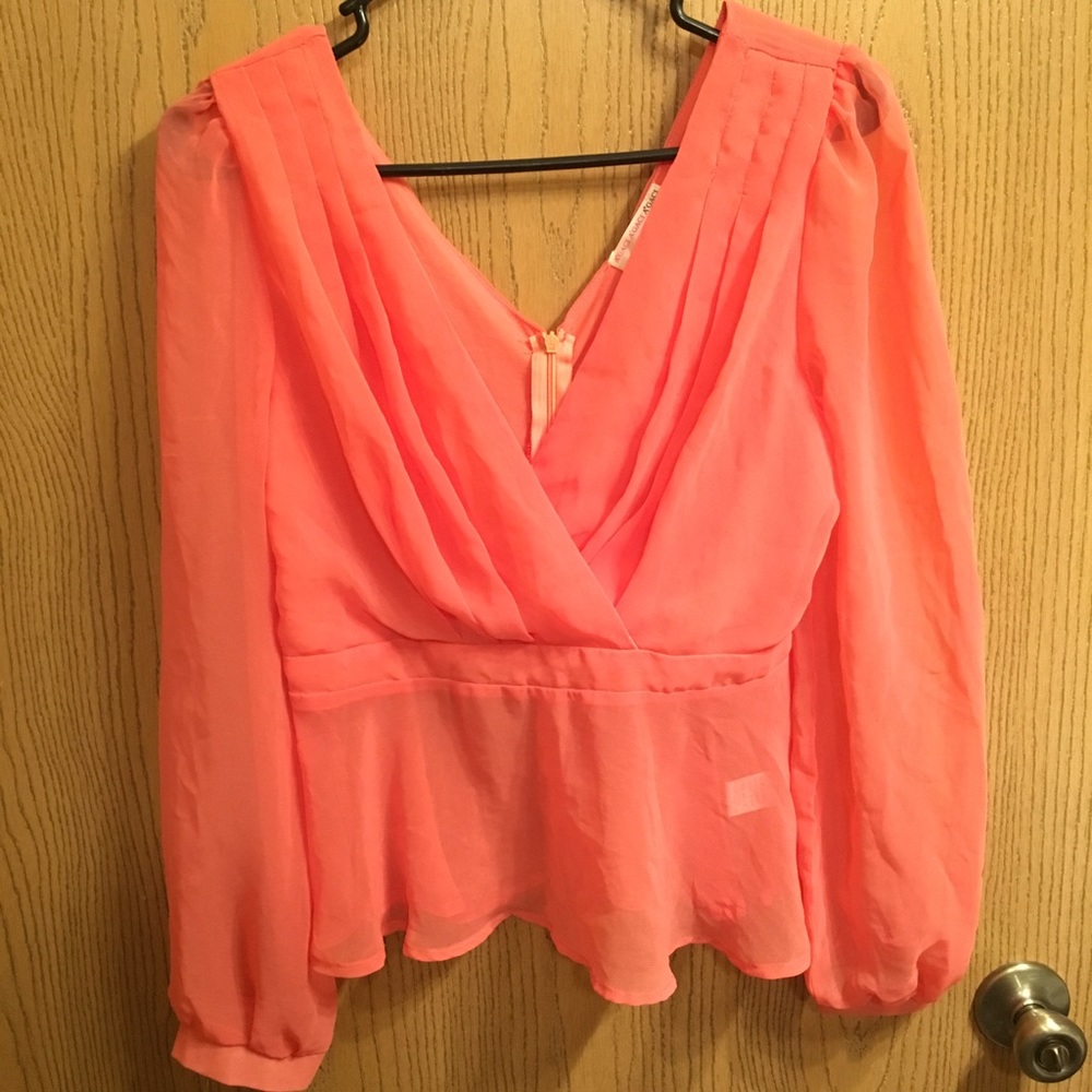 Previously LOVED sheer coral/pink top