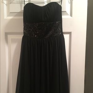Black strapless dress with sequin embellishment