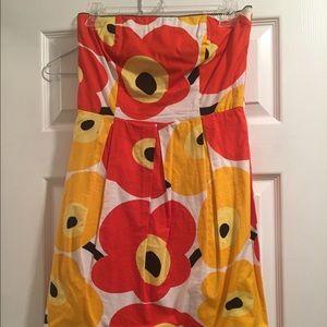 Women’s Orange and Yellow Strapless dress size 6