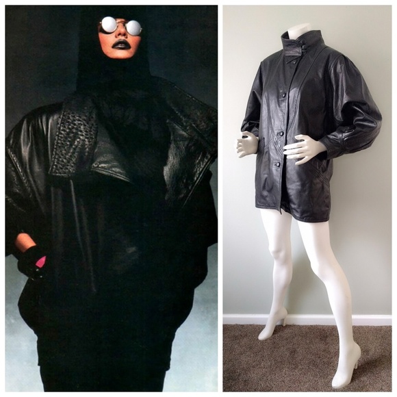 ⛔SOLD⛔ Vintage 1980s Italian Leather Batwing Bomber Jacket XS S M - Picture 1 of 6