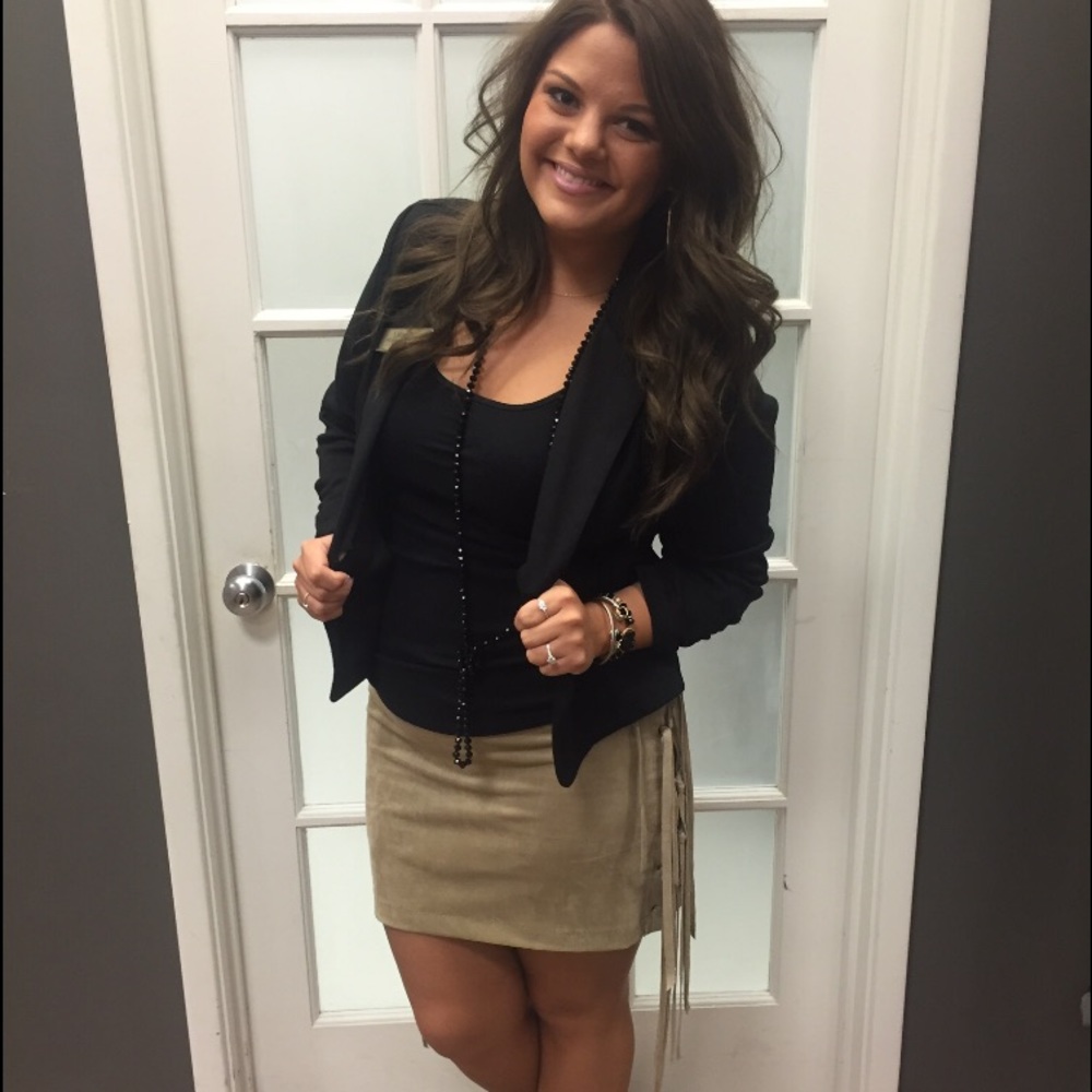 Suede fringe skirt