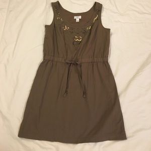 Loft dress with drawstring waist and beaded neck
