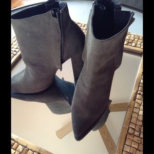 Grey Steve Madden pointy toe booties