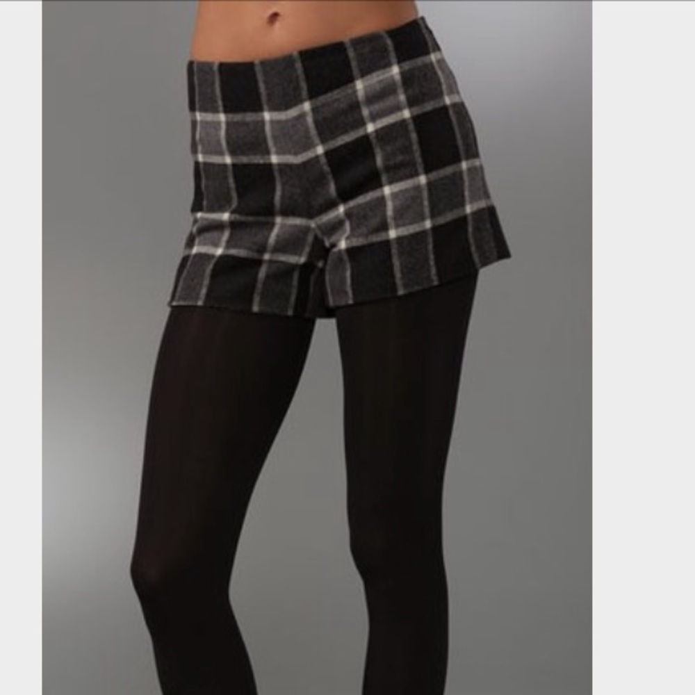 Theory Plaid Iselin Wool Shorts