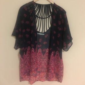 Vibrant print kimono