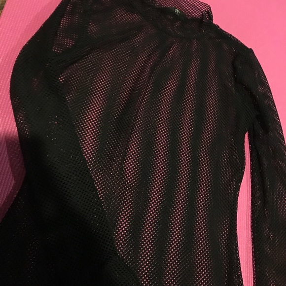 Black Mesh "Bell Sleeve" Dress - Picture 3 of 4