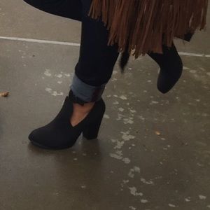 Black cut out booties