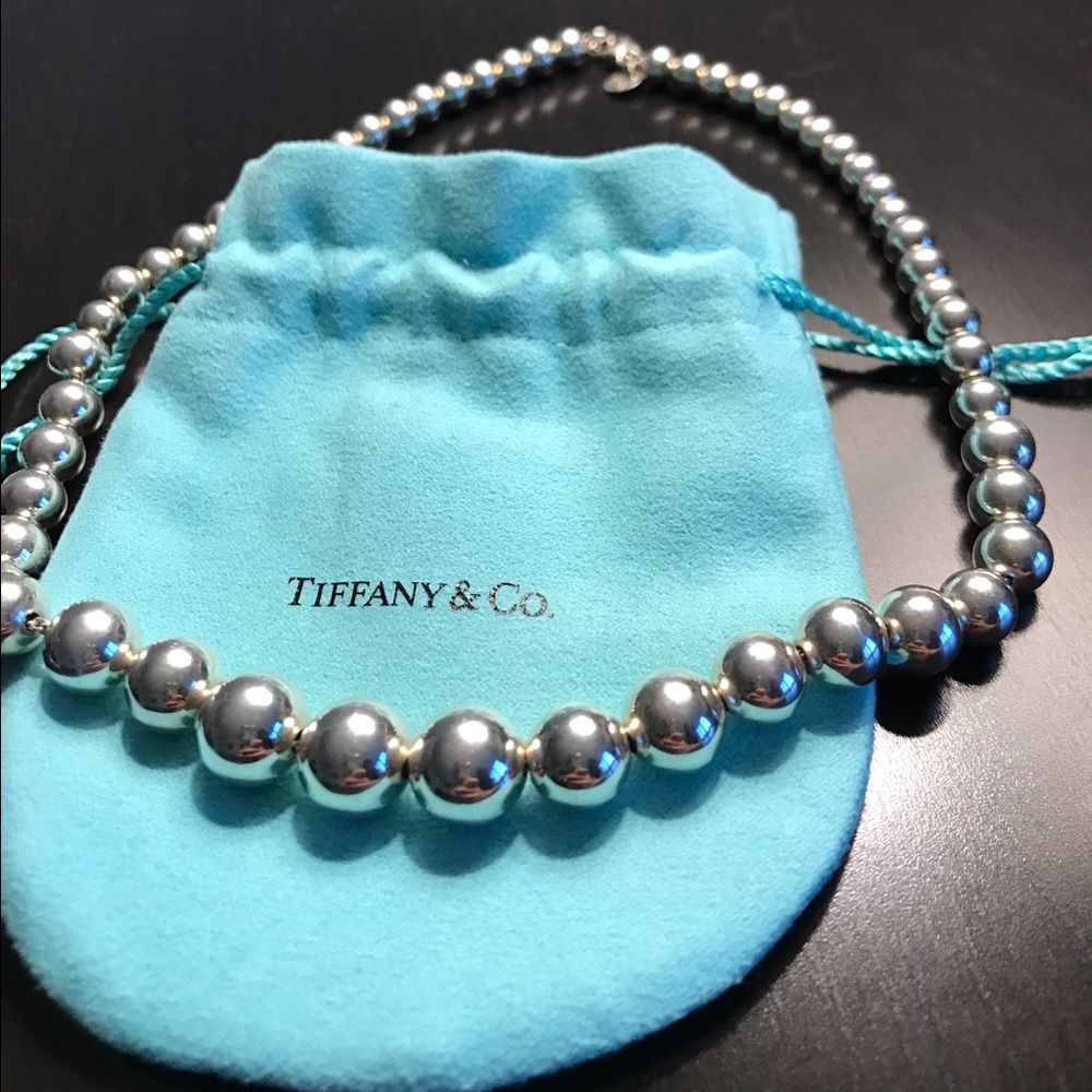 Tiffany sterling silver graduated bead necklace