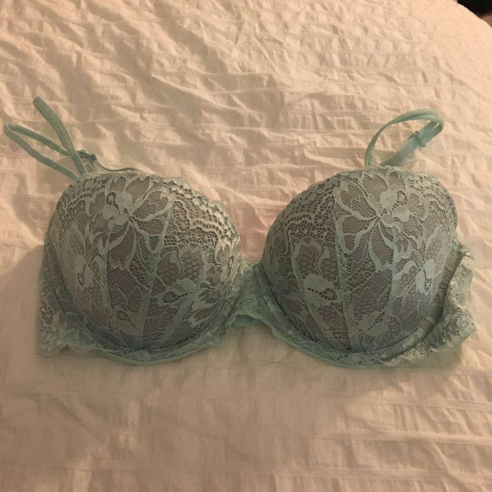 Pinks blue lace push up bra