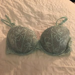 Pinks blue lace push up bra