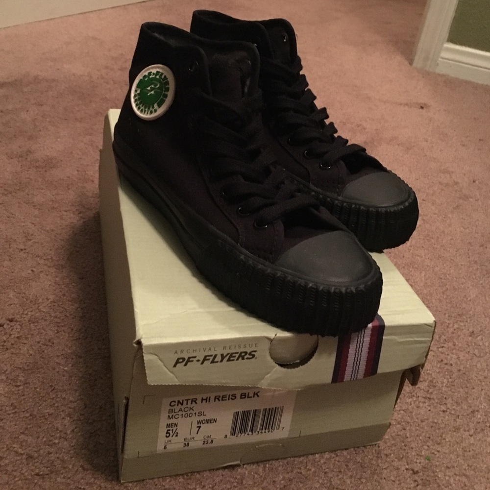 PF FLYER ALL BLACK HIGHTOP SHOES