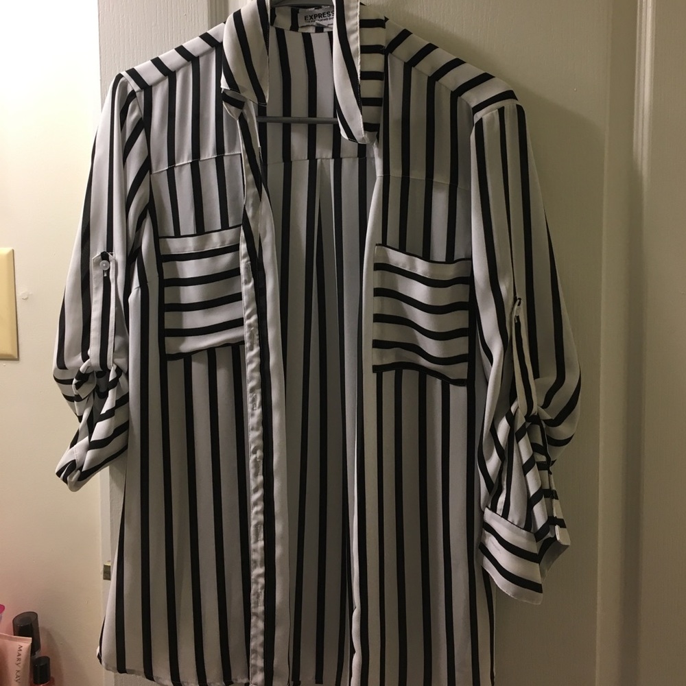 Black and white striped portofino shirt