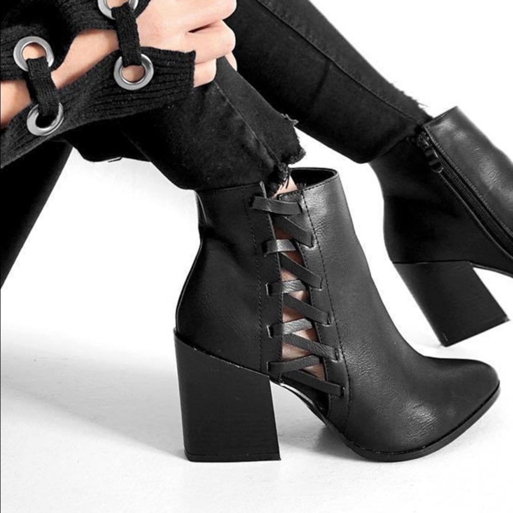side lace up booties