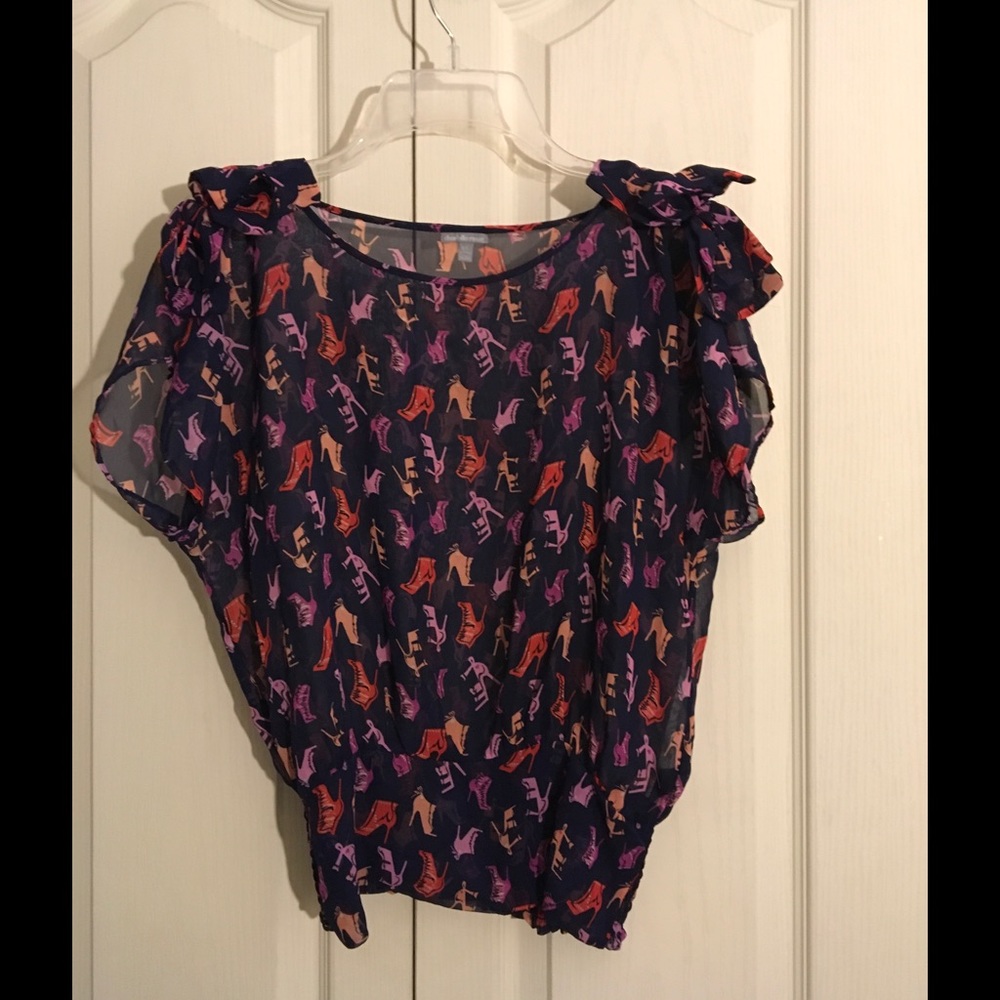 Navy blue sheer blouse