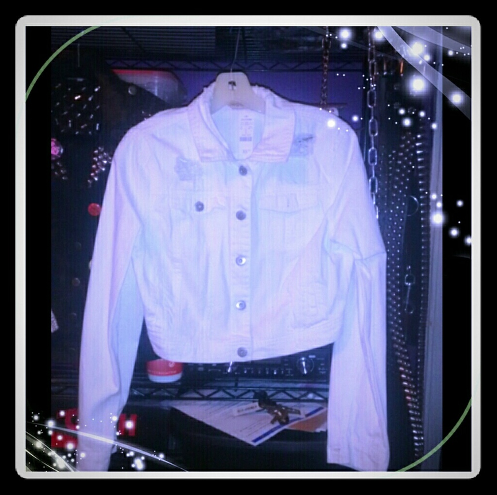 NWT white distressed denim jacket punk