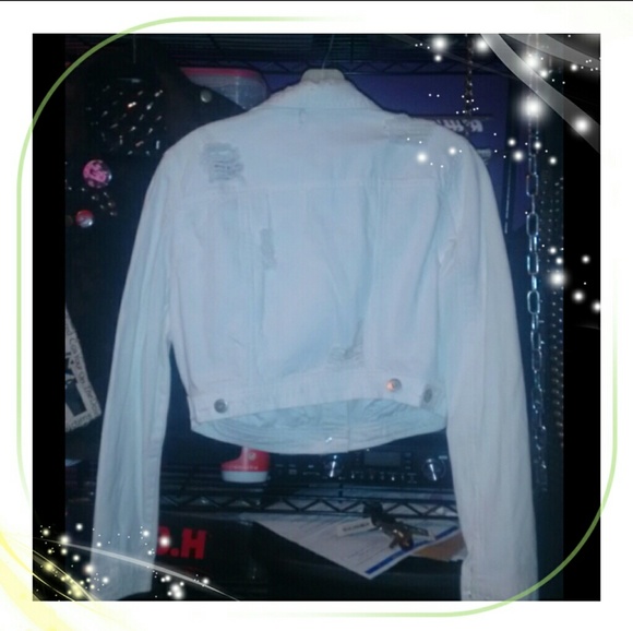 NWT white distressed denim jacket punk - Picture 3 of 4