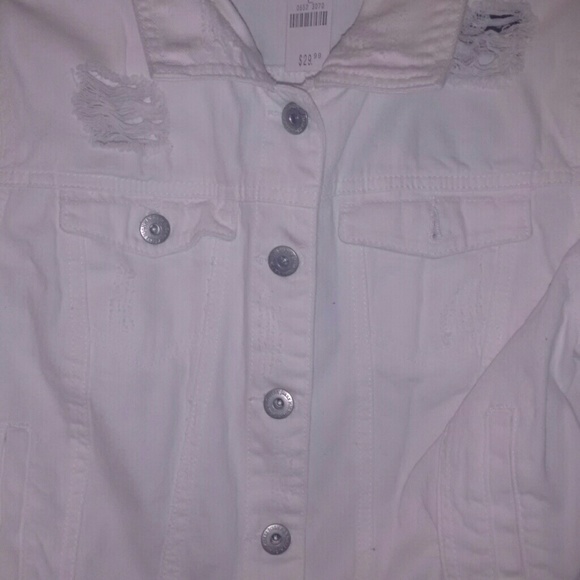 NWT white distressed denim jacket punk - Picture 4 of 4