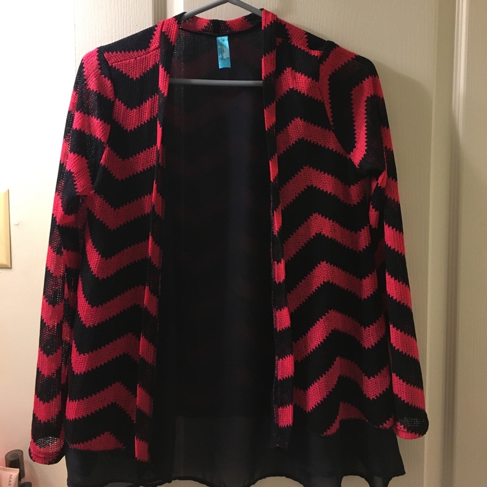 Pink and navy chevron cardigan