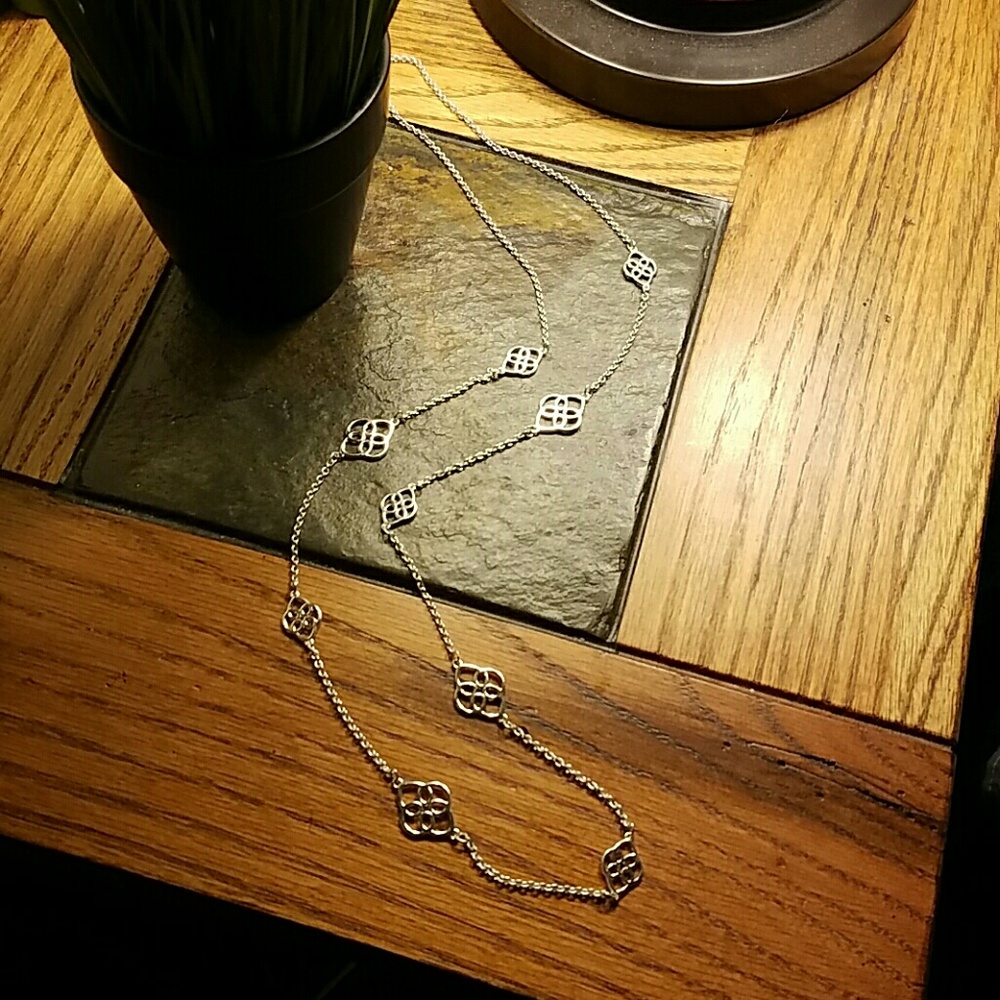 Long silver necklace