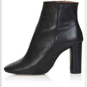 Topshop Magnum Real Black Leather Ankle Booties