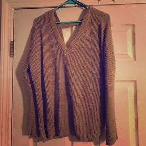 Open back knit sweater