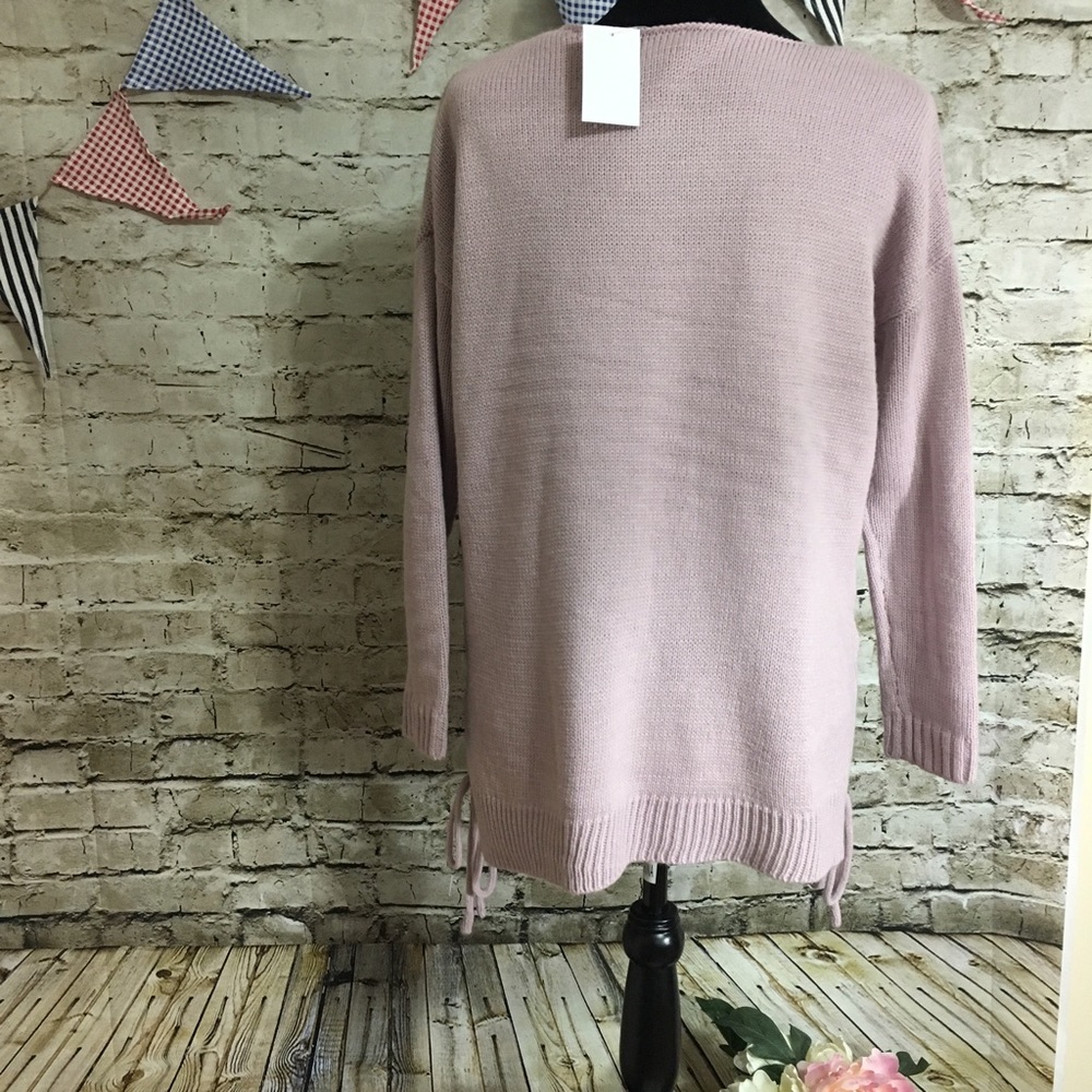 NWT Marled Drop Round Neck Pullover Laced Sweater - Picture 3 of 6