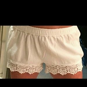 White lace shorts