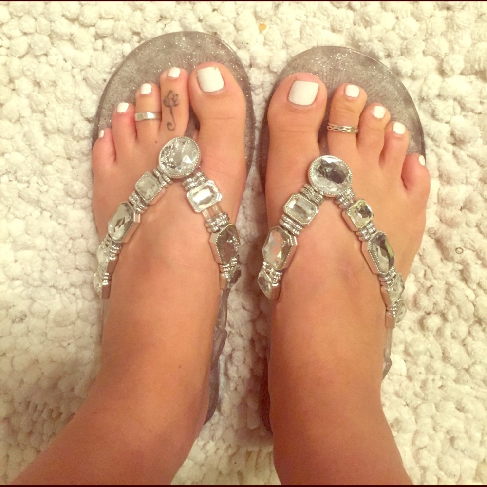 Sparkly Jelly Sandals with Gems