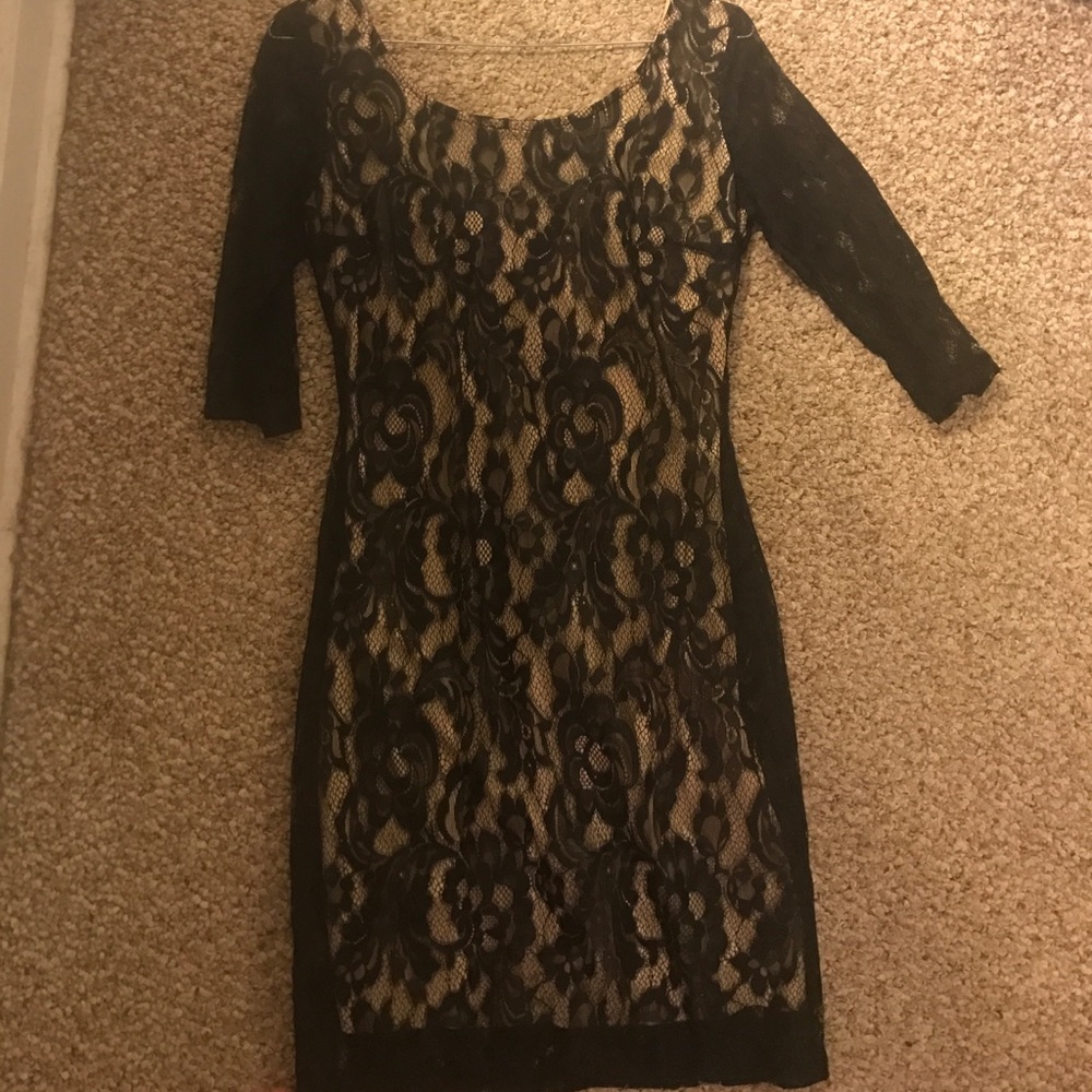 Worn once. lace black boutique dress
