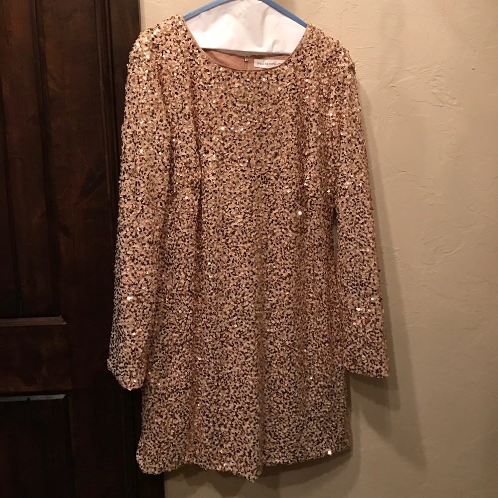 Long sleeve, rose gold, sequin, long sleeve dress