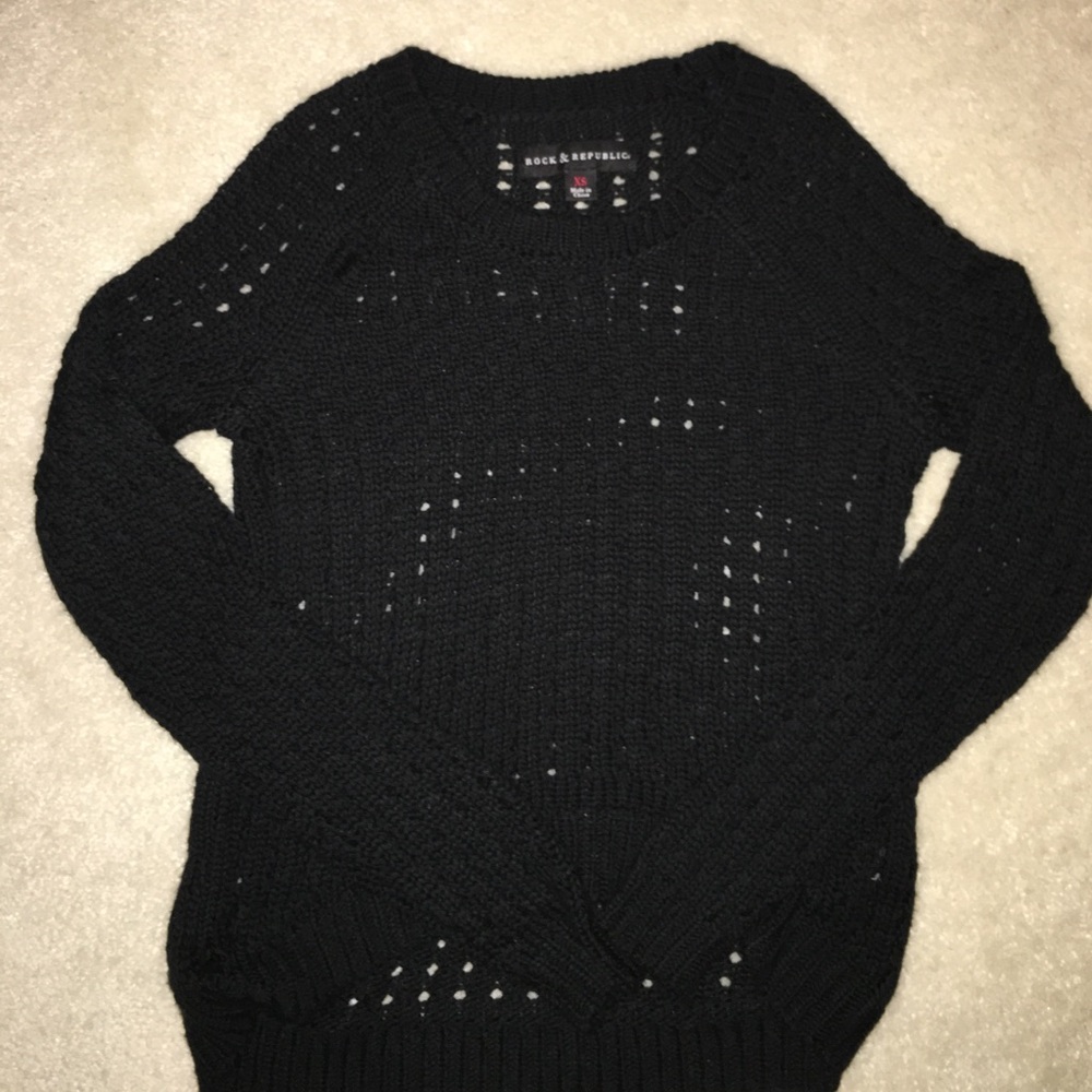 Rock & Republic Open Stitch Scoopneck Sweater XS