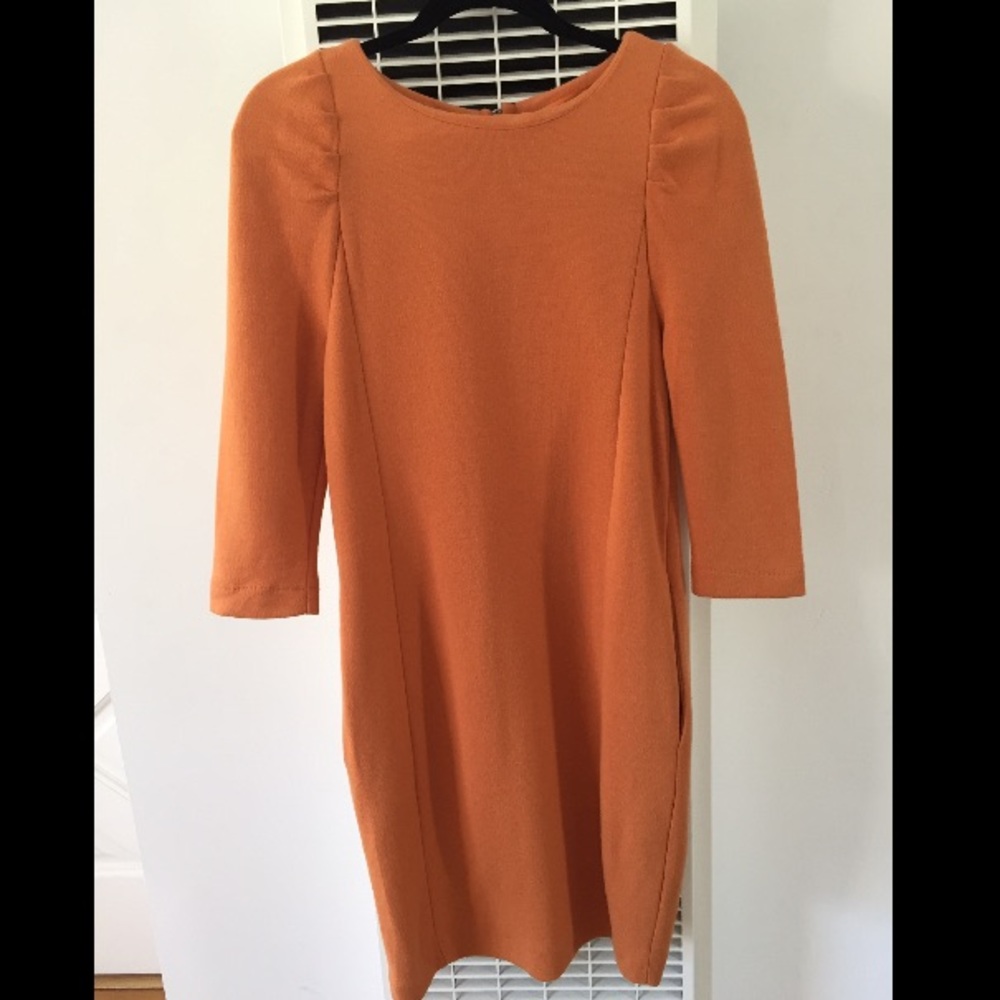 Vintage H&M 3/4 sleeve acrylic/wool orange dress