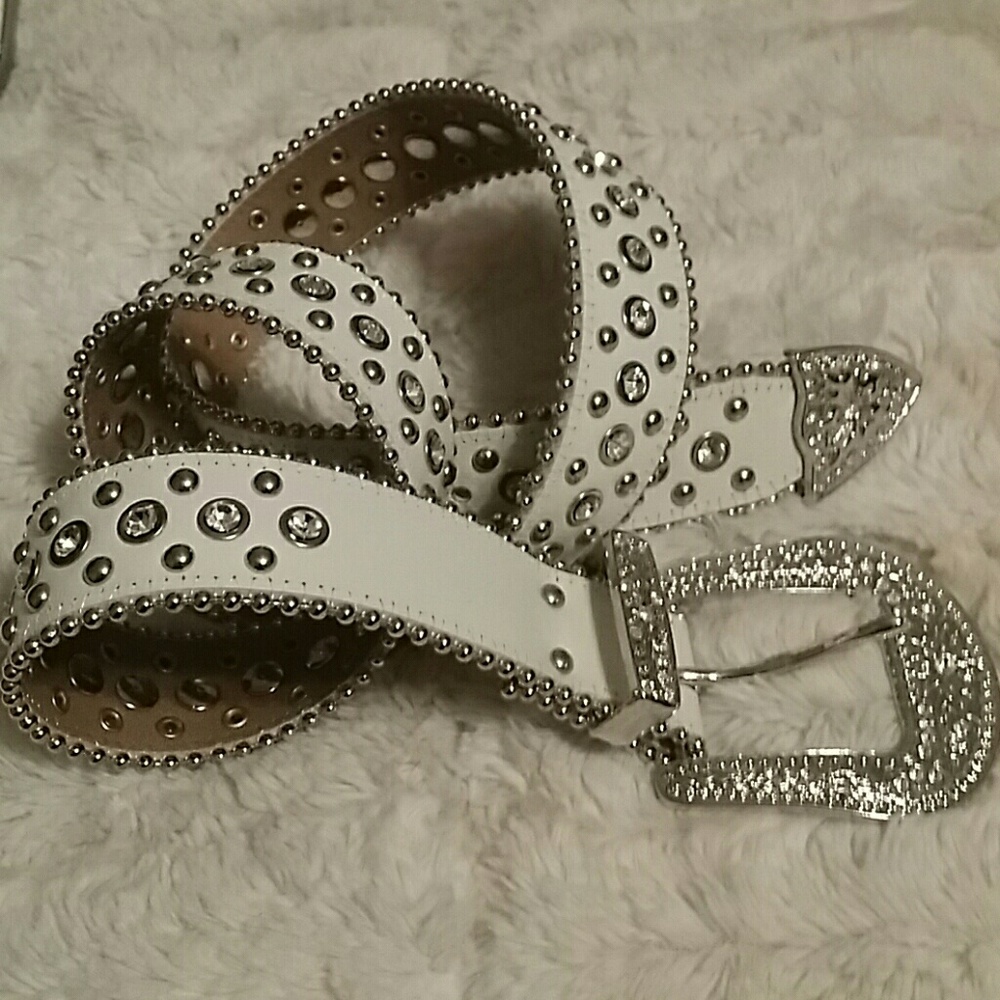 White Rhinestone Belt