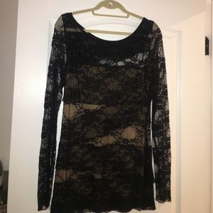 black long sleeve lace top
