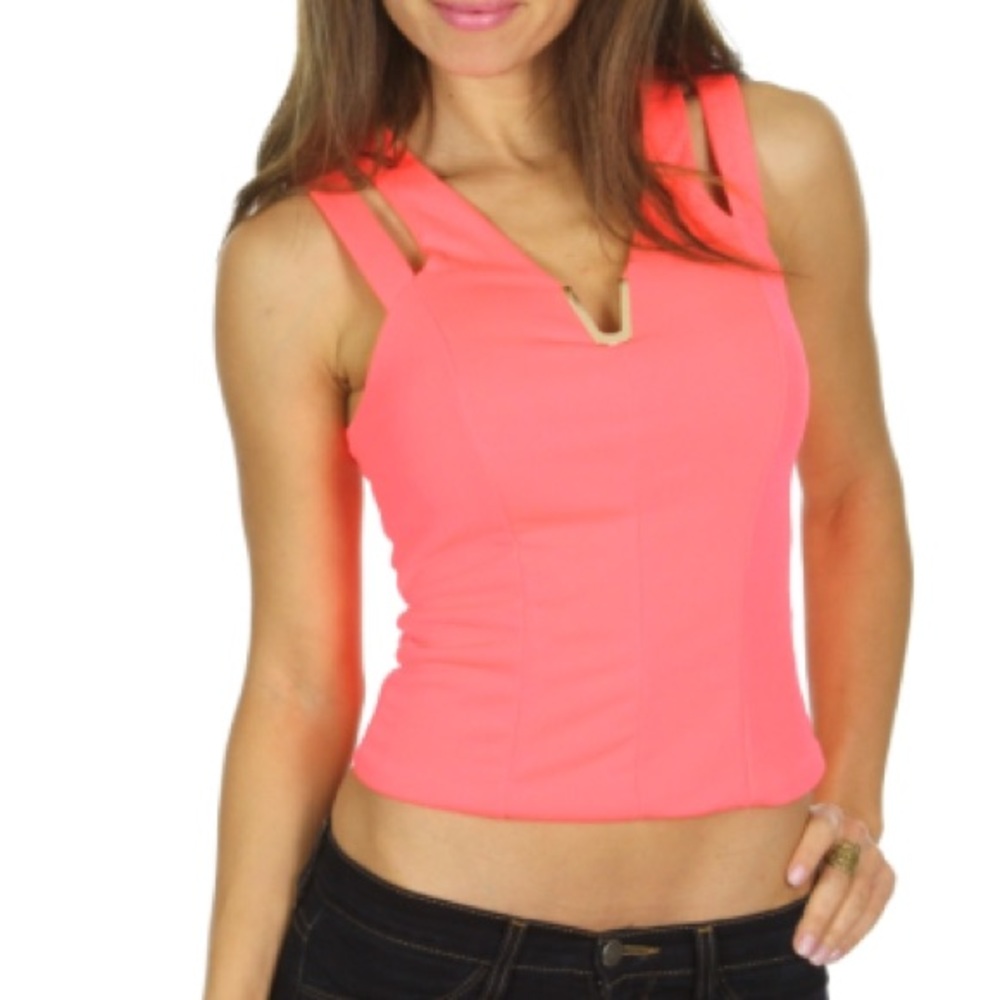 Women's Sleeveless Coral Crop Top