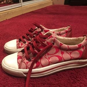 Coach red shoes sneakers