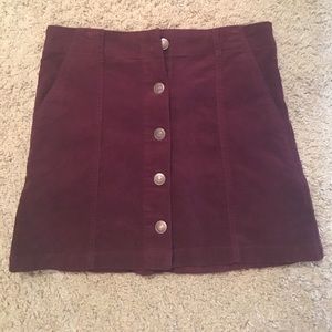 Maroon Buttoned Skirt