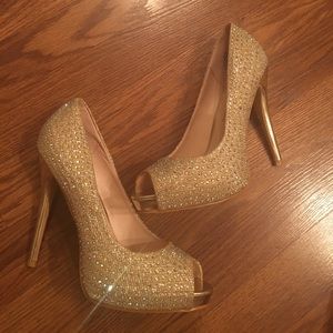 NWT Blossom Collection Gold AB Crystal Heel Sz8.5